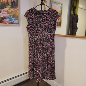 JONES NEW YORK Black and Pink Floral Dress Size 10